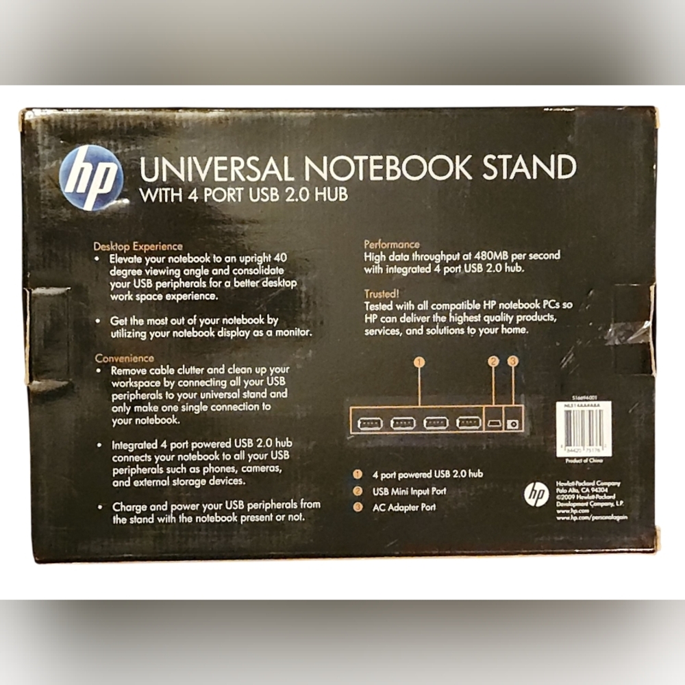 HP Black Universal Notebook Stand with USB Hub - Picture 2 of 6